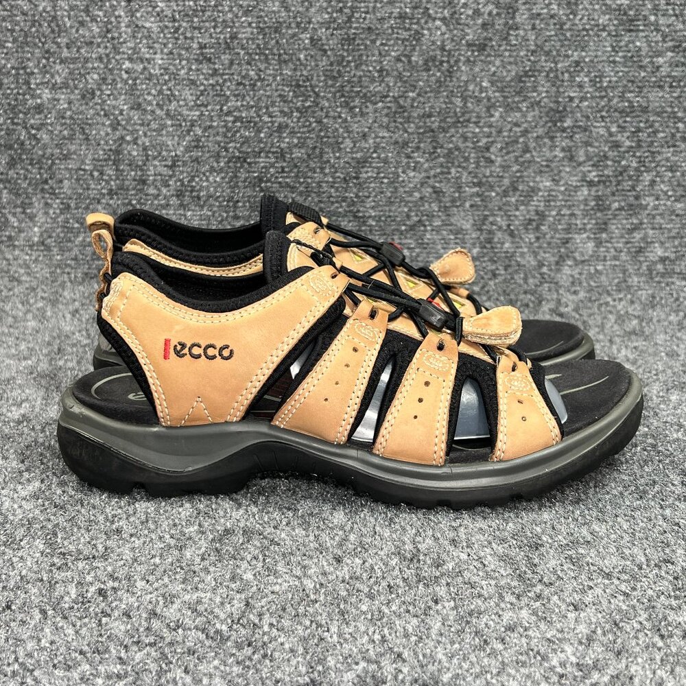 Ecco Bluma Sandals Women's Size 8 Brown Leather Bungee Lace Outdoor Hiking Shoes